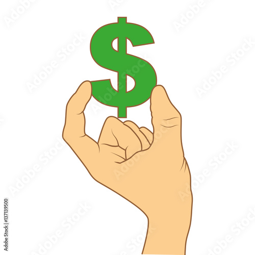 color silhouette with hand holding currency symbol of dollar vector illustration photo
