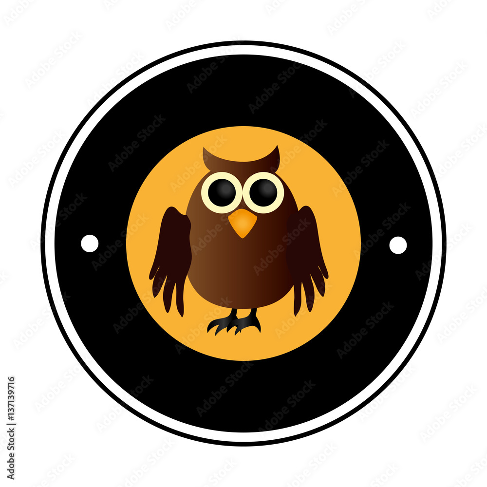 circular frame with halloween owl vector illustration