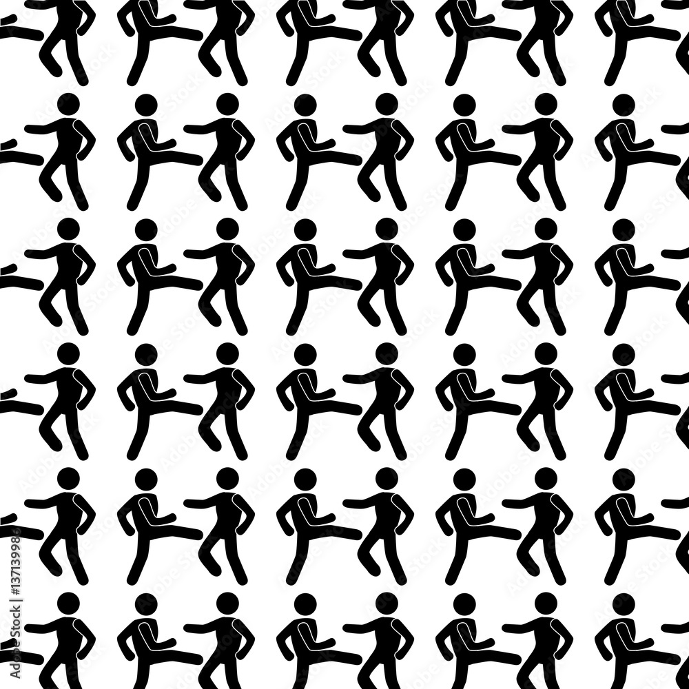 monochrome background with pattern men martial arts kick vector illustration monochrome background with pattern men martial arts kick vector illustration