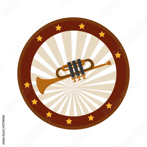 color circular frame with trumpet vector illustration