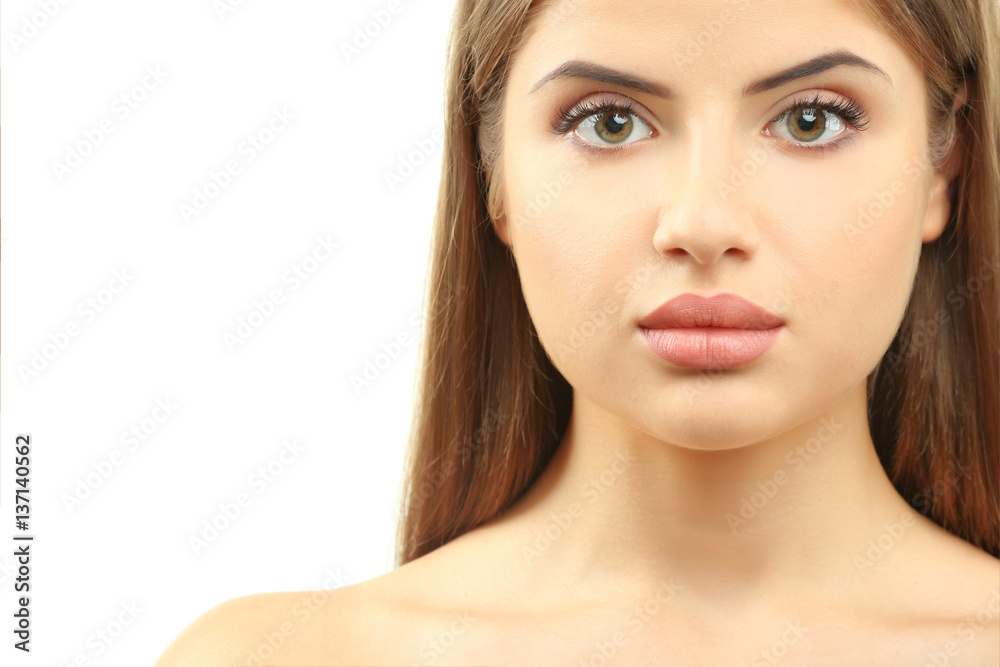Portrait of beautiful young woman isolated on white Portrait of beautiful young woman isolated on white