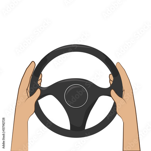 colorful hands with steering wheel vector illustration