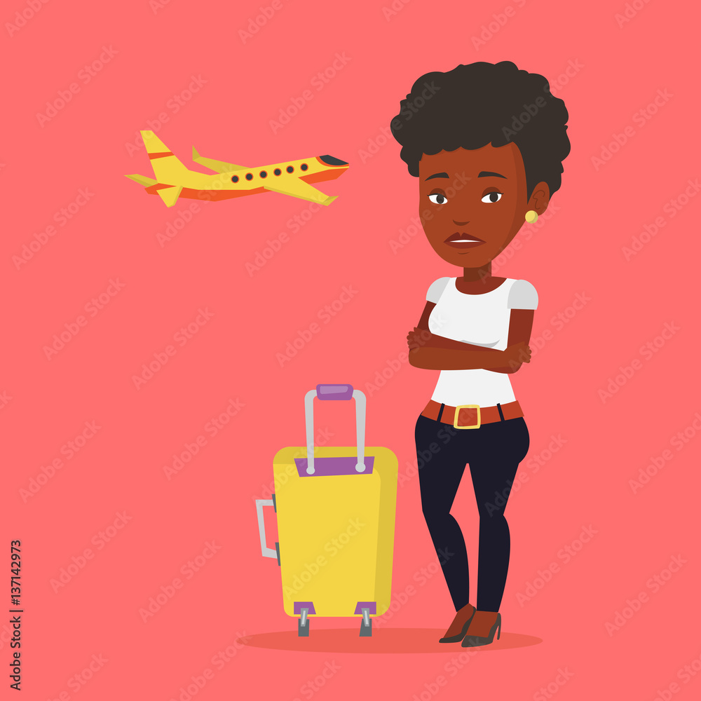 Young woman suffering from fear of flying. Young woman suffering from fear of flying.