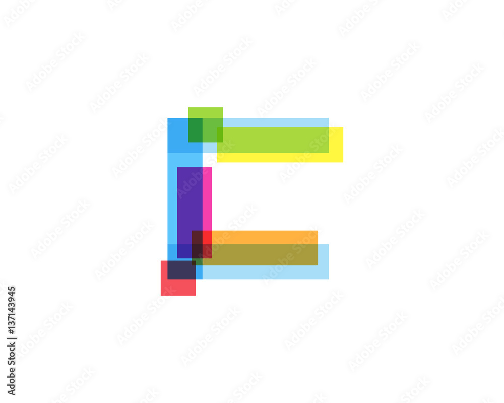 Letter C Colorful Overlay Irregular Break Shape Vector Logo Design Element
