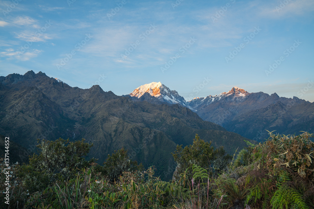 A Snowcapped Peak in the Andes Mountains in Peru