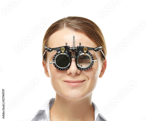 Young woman with trial fram...
