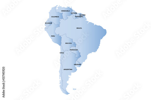 blue map of south america