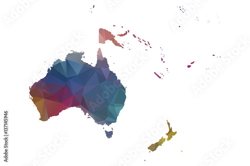 Canvas Print low poly oceania map