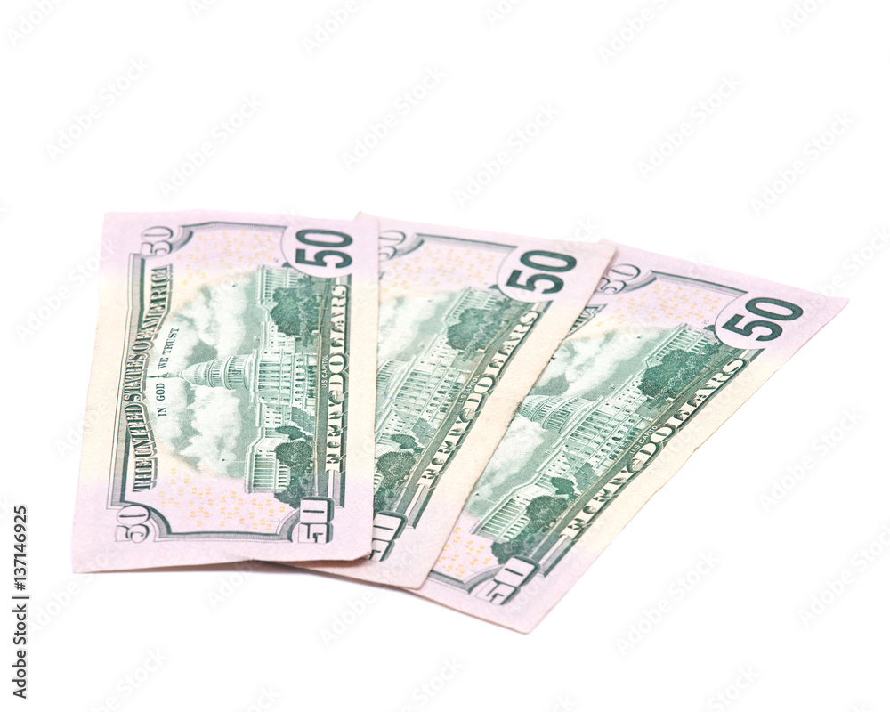 Fan of us dollar bank notes isolated on white background Fan of us dollar bank notes isolated on white background