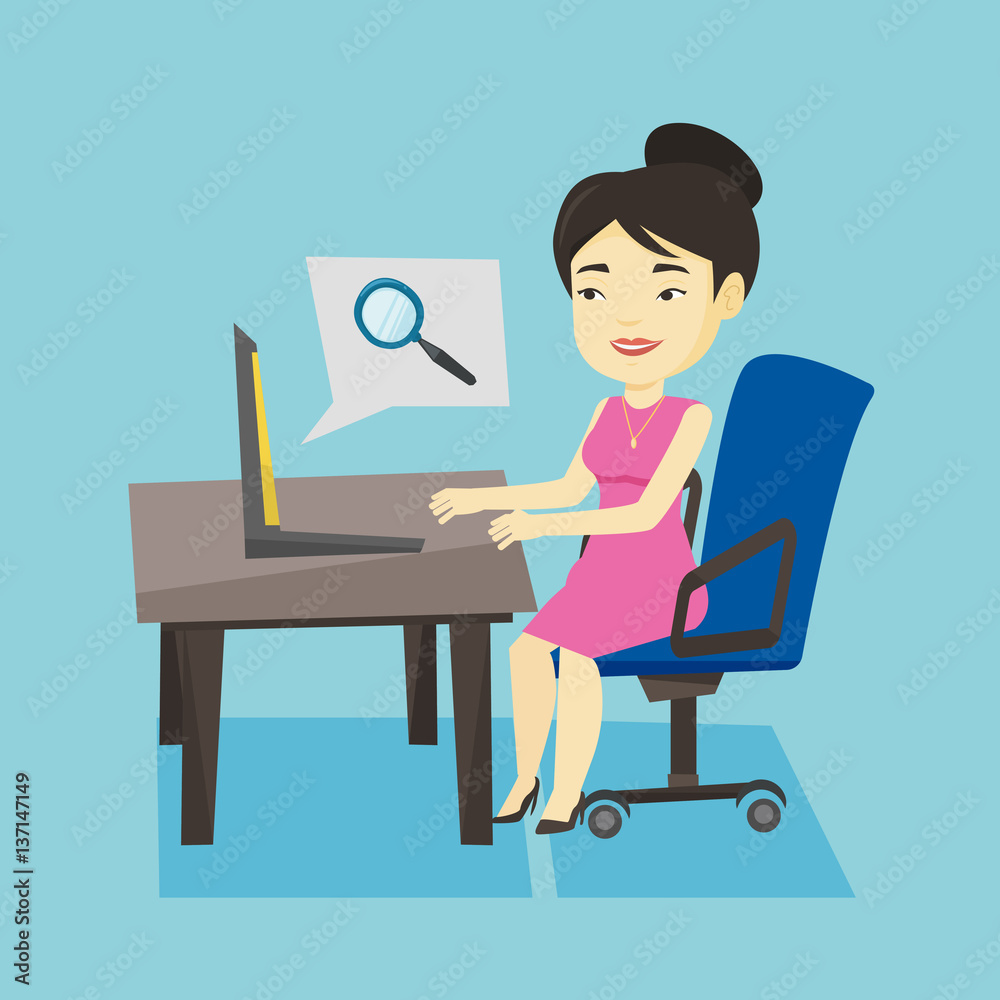 Business woman searching information on internet. Business woman searching information on internet.