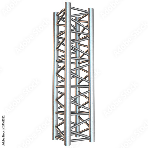 Steel truss girder element. 3d render isolated on white