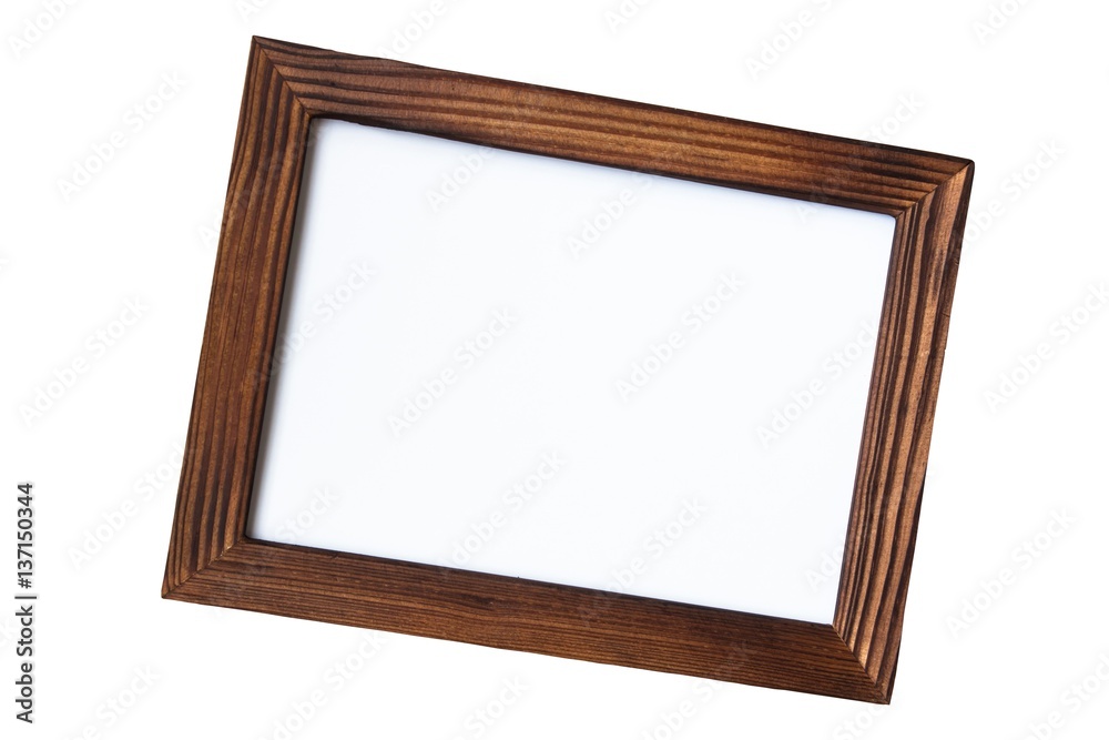 blank wood picture frame on white background blank wood picture frame on white background