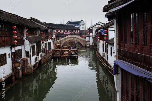 ZHUJIAJIAO, CHINA - February 16, 2013: Located in a suburb of Shanghai city, Zhujiajiao is an ancient water town well-known throughout the country, with a history of more than 1700 years.