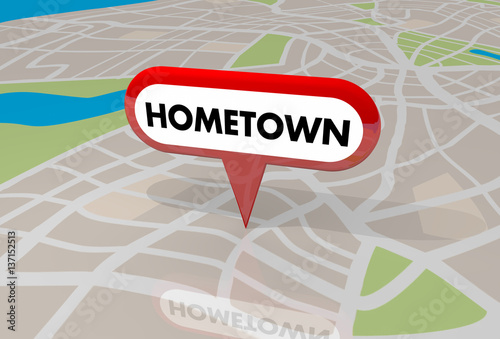 Hometown Map Pin Word Local Location 3d Illustration