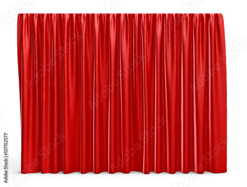 3d rendering of a red satin clothes is making a large curtain isolated on white background