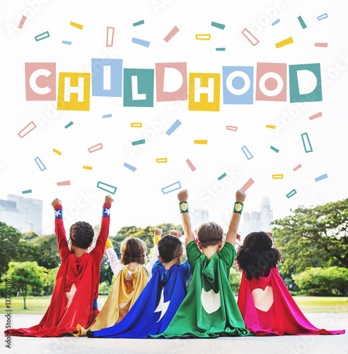 Childhood Children Confetti Cubes Graphic Concept photo