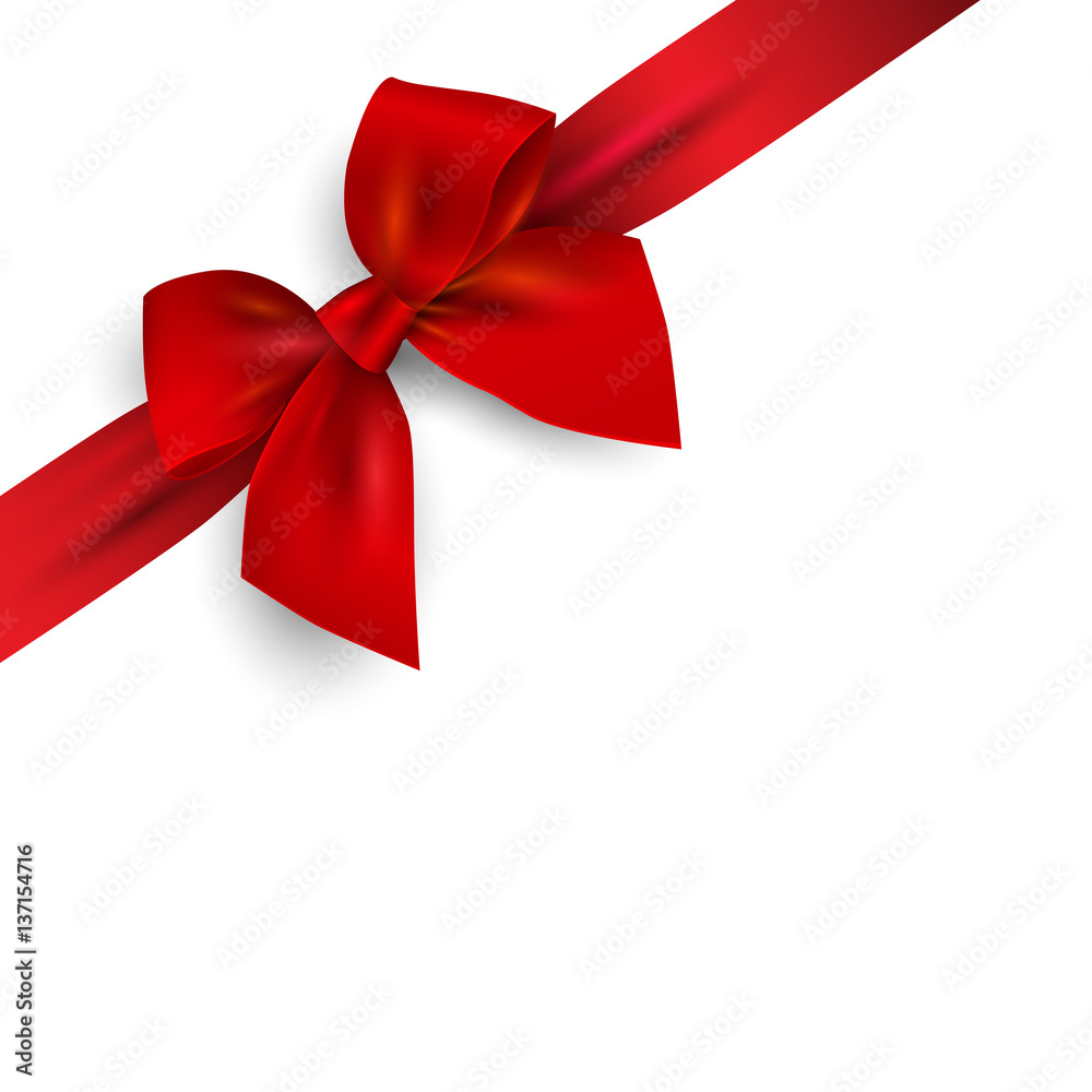 Red realistic bow with ribbon isolated on angle Red realistic bow with ribbon isolated on angle