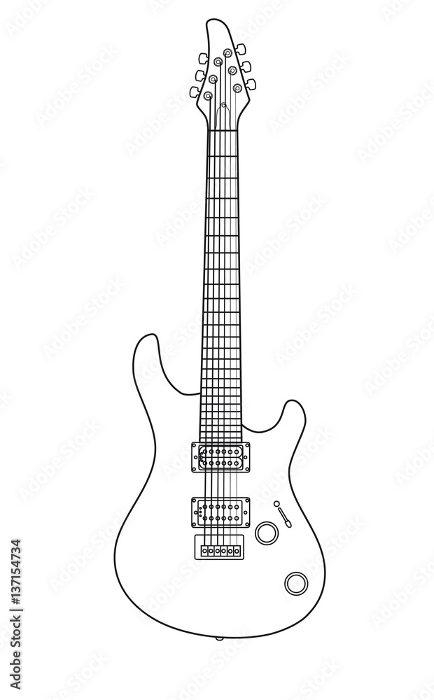 Beautiful rock electric guitar in a loop on a white background 