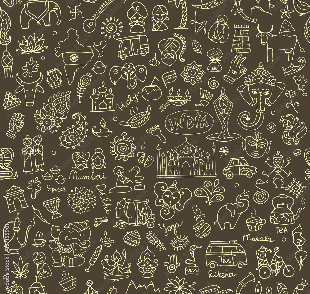 India sketch, seamless pattern for your design India sketch, seamless pattern for your design
