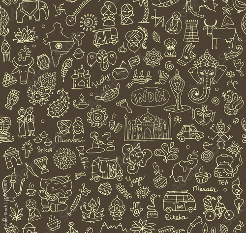 India sketch, seamless pattern for your design