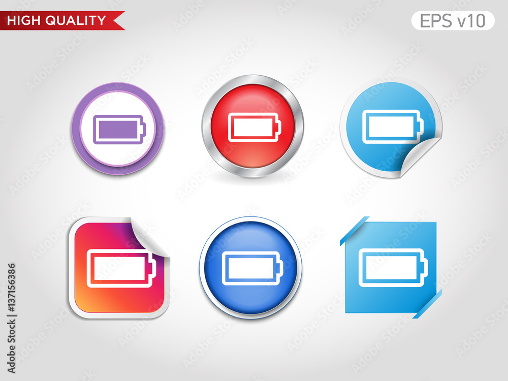 Battery level icon. Button with battery level icon. Modern UI vector. Battery level icon. Button with battery level icon. Modern UI vector.