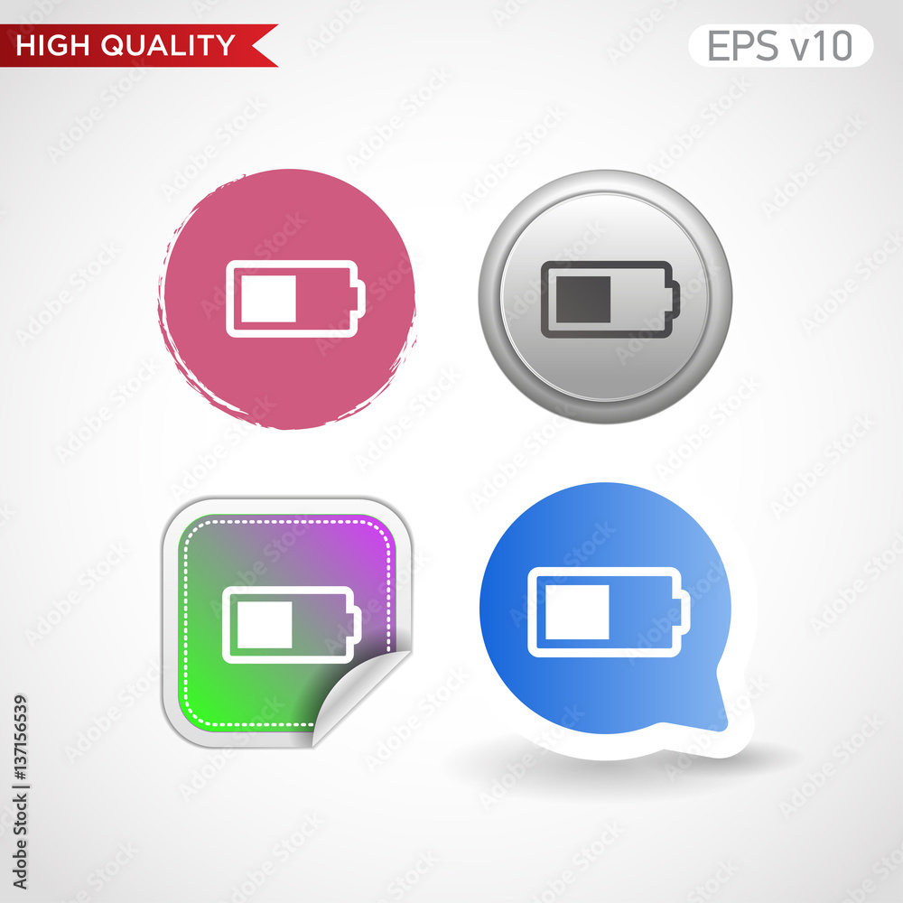 Battery level icon. Button with battery level icon. Modern UI vector. Battery level icon. Button with battery level icon. Modern UI vector.