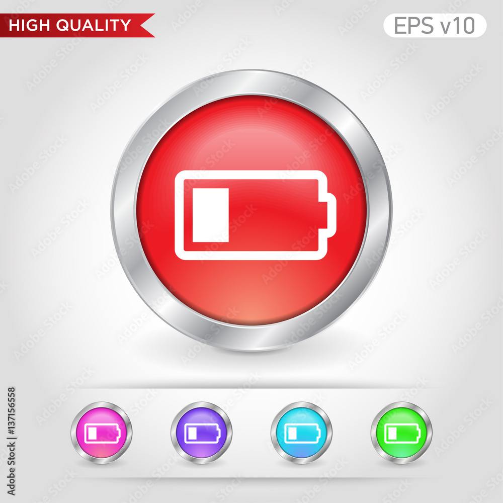 Battery level icon. Button with battery level icon. Modern UI vector. Battery level icon. Button with battery level icon. Modern UI vector.