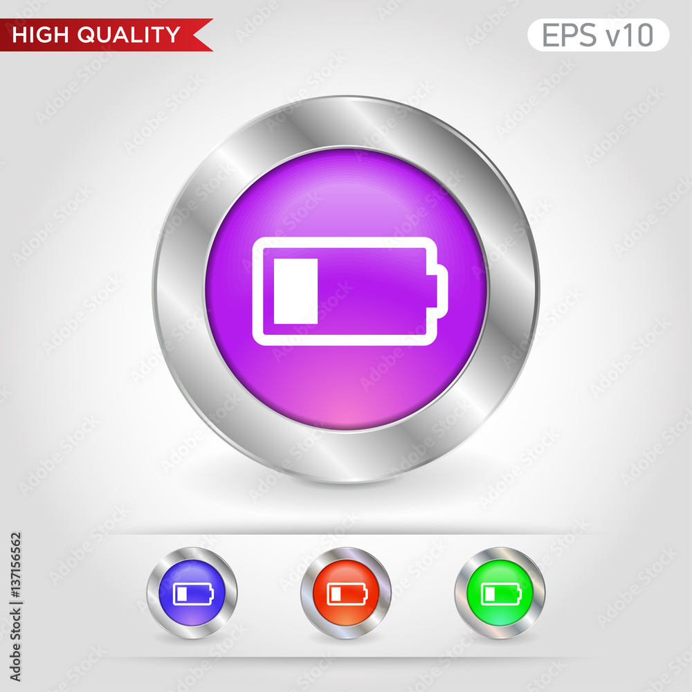 Battery level icon. Button with battery level icon. Modern UI vector. Battery level icon. Button with battery level icon. Modern UI vector.