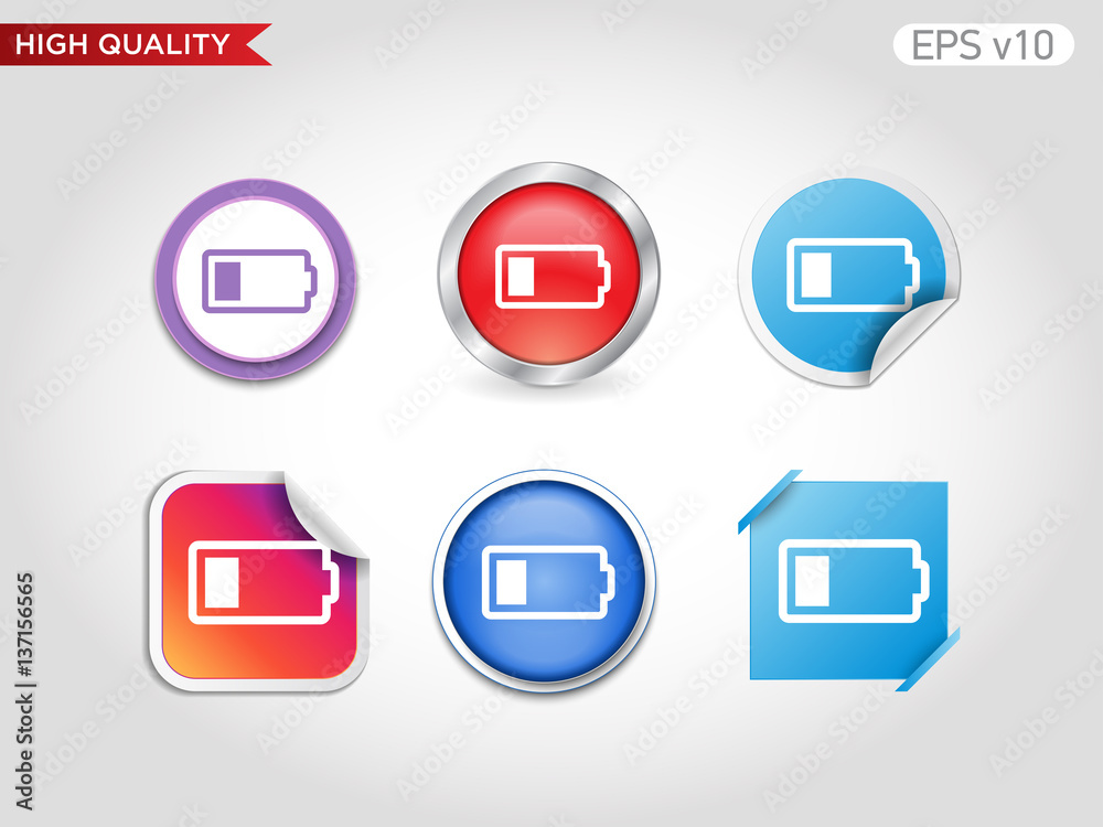 Battery level icon. Button with battery level icon. Modern UI vector. Battery level icon. Button with battery level icon. Modern UI vector.