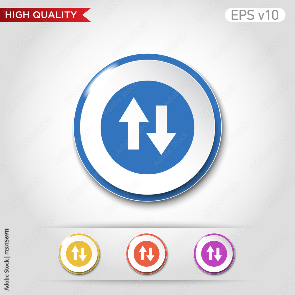 Up and down arrows icon. Button with arrows level icon. Modern UI vector. Up and down arrows icon. Button with arrows level icon. Modern UI vector.