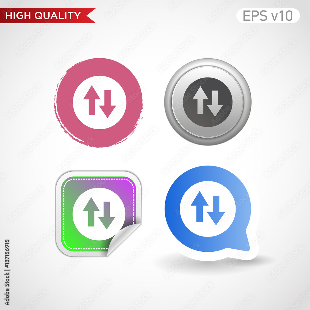 Up and down arrows icon. Button with arrows level icon. Modern UI vector. Up and down arrows icon. Button with arrows level icon. Modern UI vector.