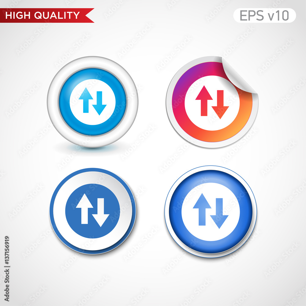Up and down arrows icon. Button with arrows level icon. Modern UI vector. Up and down arrows icon. Button with arrows level icon. Modern UI vector.