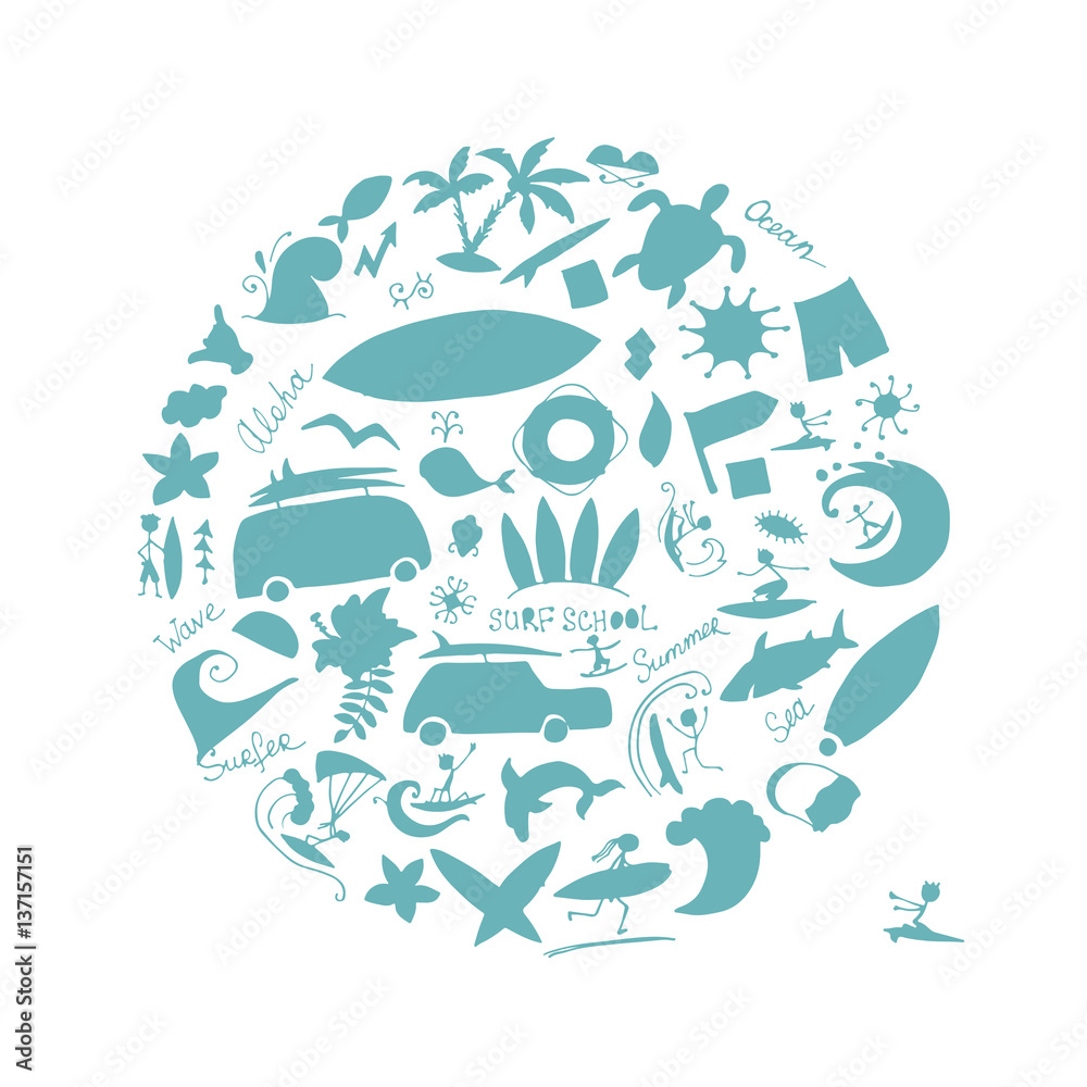Obraz premium Surfing icons collection for your design