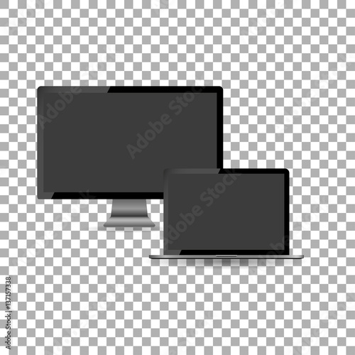 New dark display on the tablet monitor background isolate, stylish vector illustration