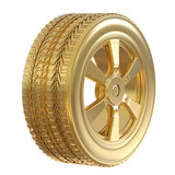 gold tire with gold wheel