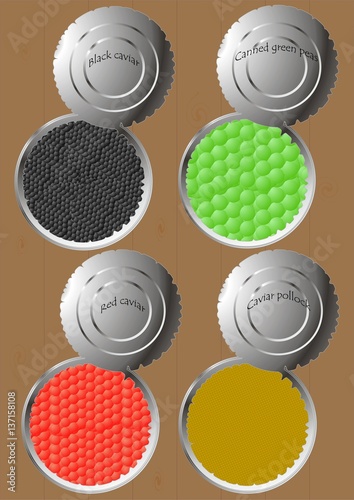 Cans of different products. 