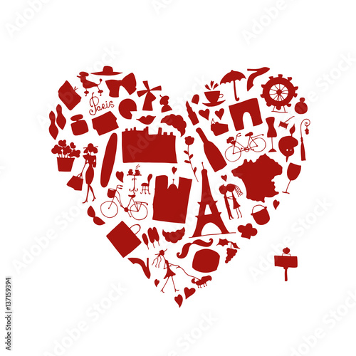 I love France, icons collection. Sketch for your design