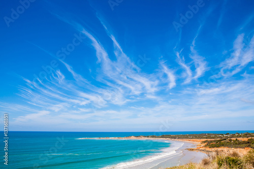 view to the ocean above some cliffs,The Great Ocean Road, Victoria, Australia