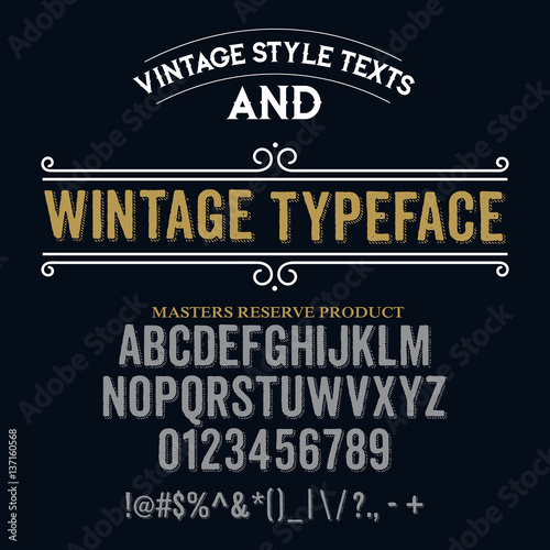 Typeface. Label. Vintage Texas typeface, labels and different type designs