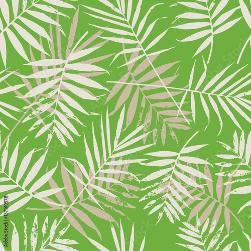 Greenery palm leaves seamless pattern. Color of the year 2017 background. Greenery trendy background.