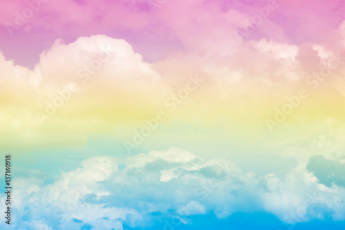 The image of artistic soft pastel colorful cloud sky for background and backdrop use
