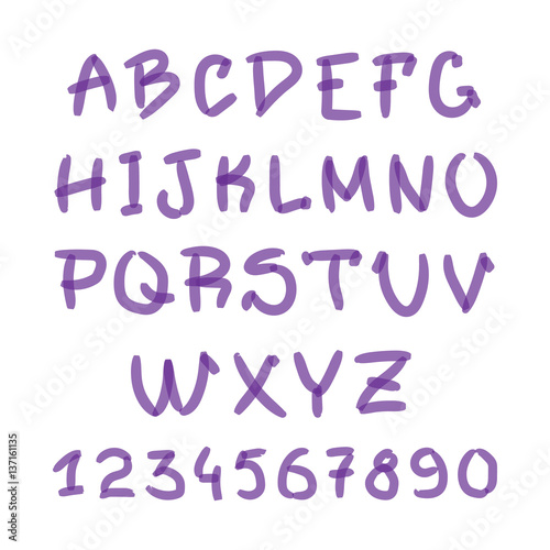 Marker Hand Written Doodle Symbols Vector. Letters, Numbers