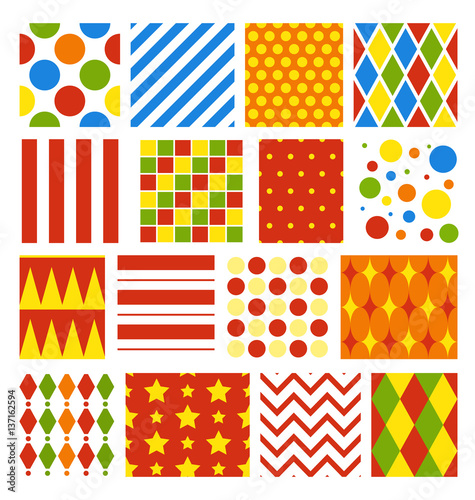 Set of Seamless Carnival Circus Festive Patterns