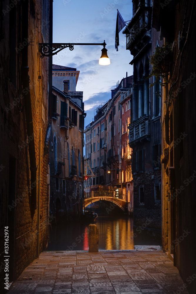 Obraz premium Architecture and landmarks at night in Venice, Italy.