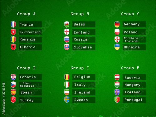 Illustration of different countries flag participating in soccer tournament