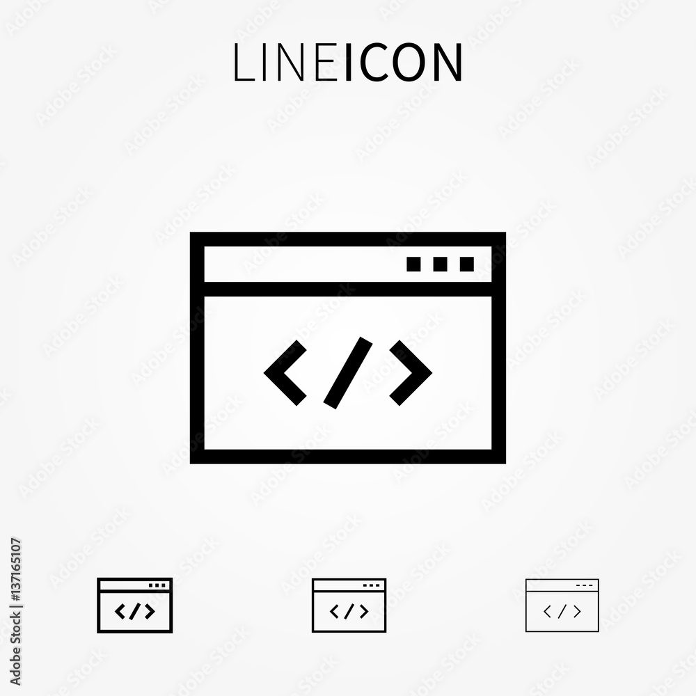 Code vector icon. Web coding line art pictogram. Website programming, database optimization, app computing creative concept.
Code vector icon. Web coding line art pictogram. Website programming, database optimization, app computing creative concept.