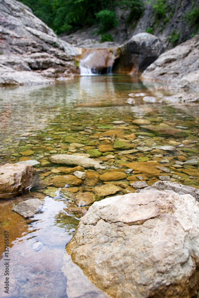 Beautiful nature, natural waterfall in lagoon at summer sunny day Beautiful nature, natural waterfall in lagoon at summer sunny day