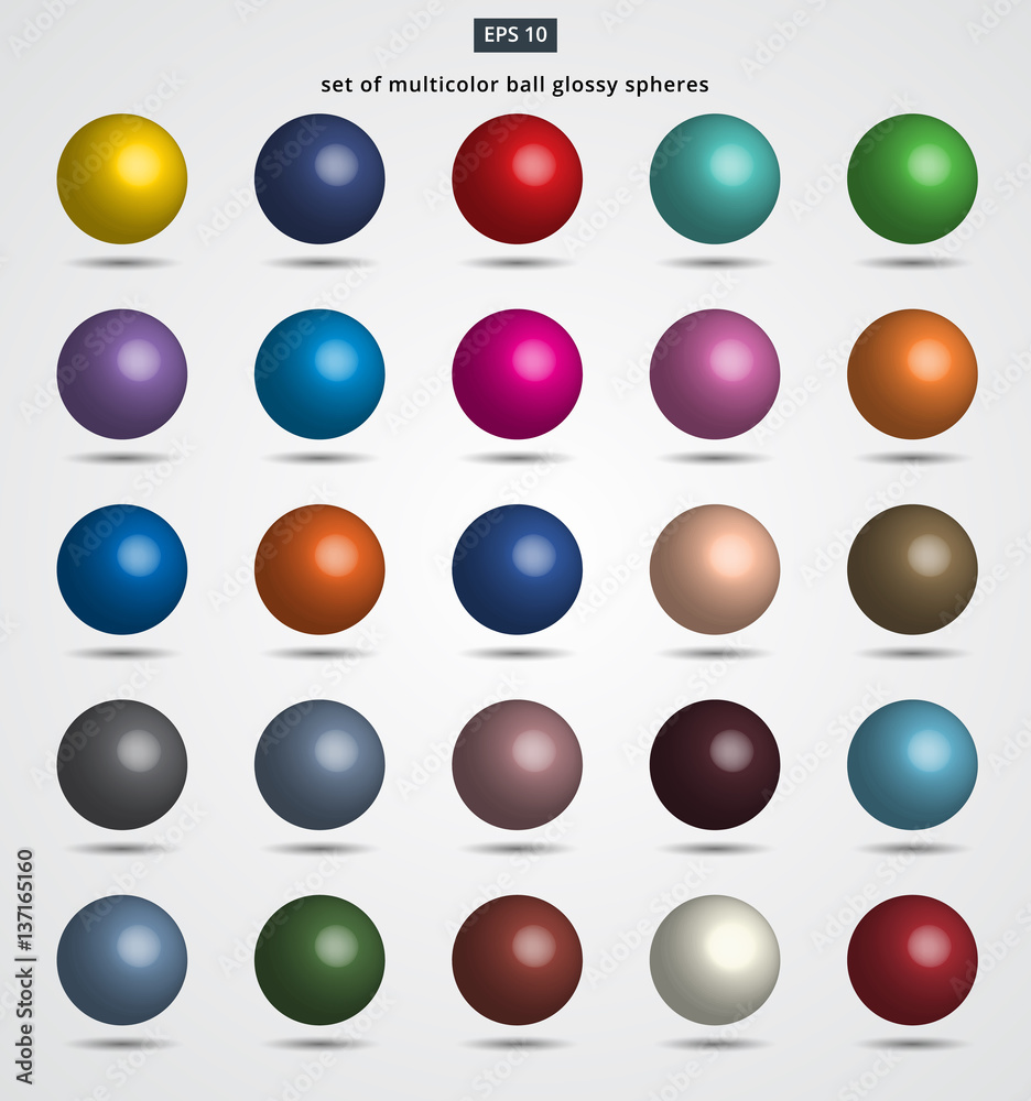 set of multicolor ball glossy spheres Vector illustration
