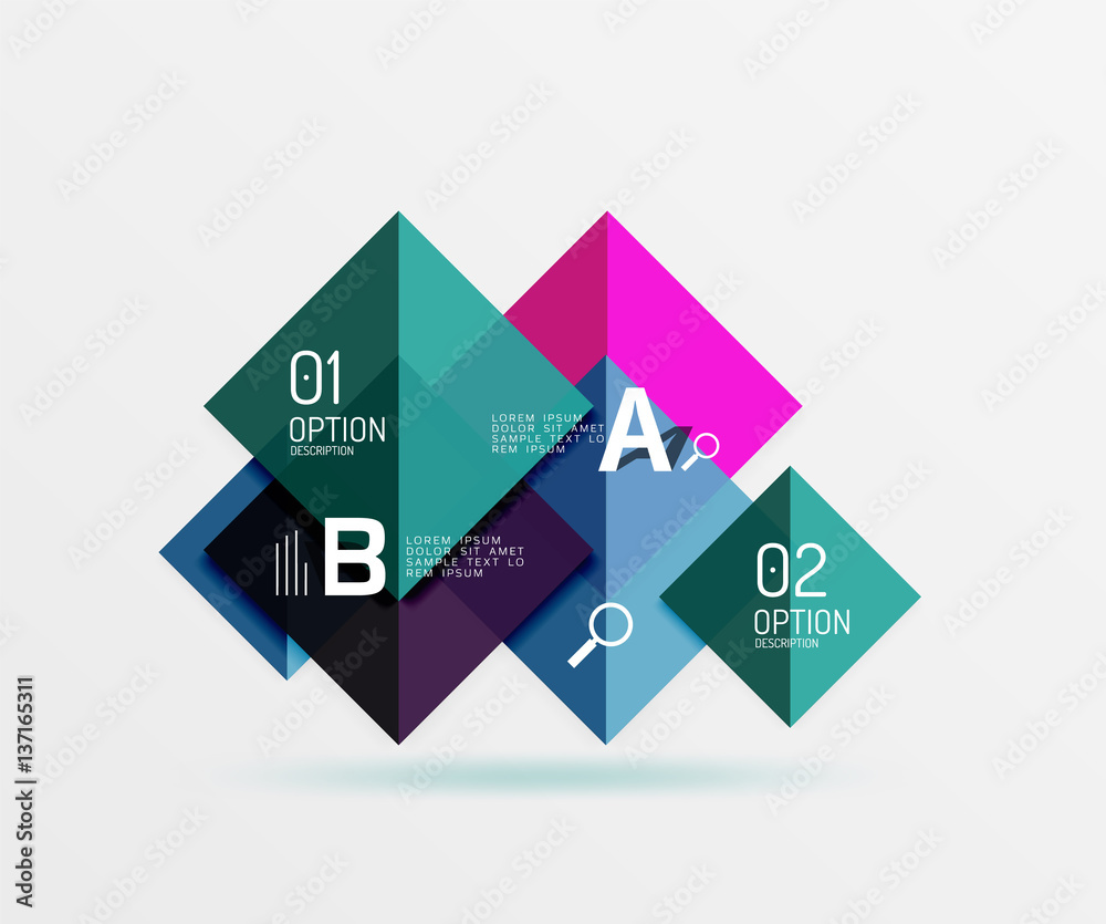 Overlapping square infographics Overlapping square infographics