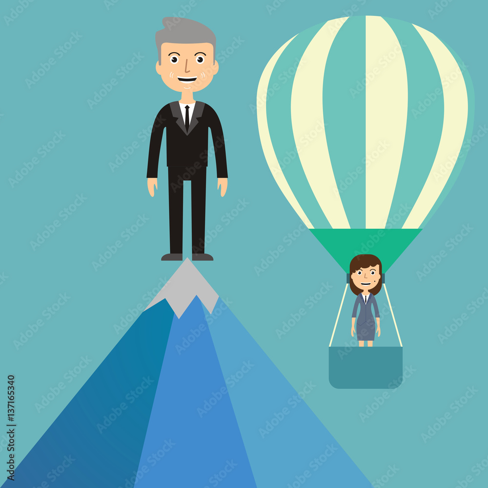 Fototapeta premium leader on a Mountain peak. Business success concept